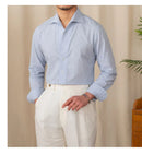 Camisa Social Masculina de Algodão e Linho - Azul Claro